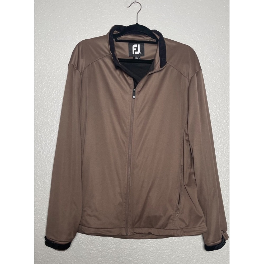 FootJoy Golf Full Zip Jacket Men's Large Brown Lightweight‎ Lined Pockets